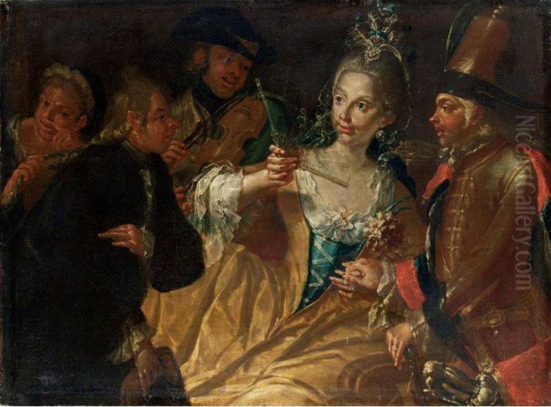 Vico Equense O Sorrento C. 1730 Oil Painting by Carlo Amalfi