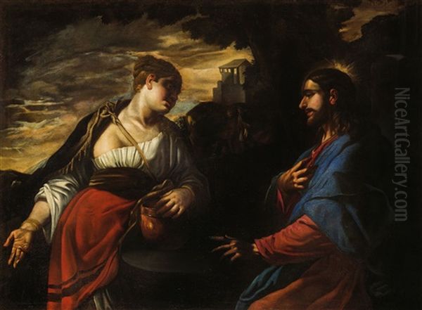 Cristo E La Samaritana Oil Painting by Michaelangelo Merisi Da Caravaggio