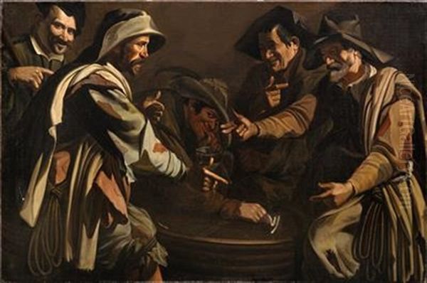 Game Of Morra Oil Painting by Michaelangelo Merisi Da Caravaggio
