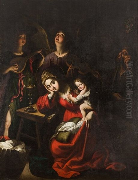 Sagrada Familia Con Angeles Oil Painting by Michaelangelo Merisi Da Caravaggio