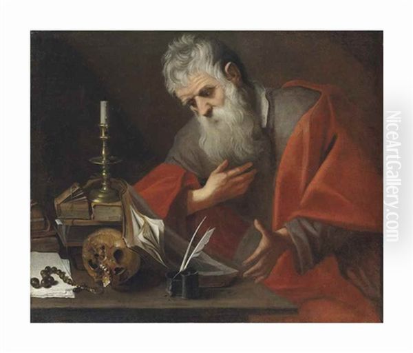 Saint Jerome In His Study Oil Painting by Michaelangelo Merisi Da Caravaggio