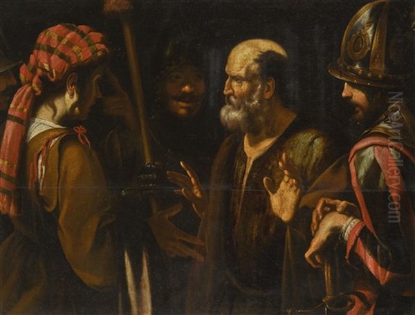 The Denial Of Saint Peter Oil Painting by Michaelangelo Merisi Da Caravaggio