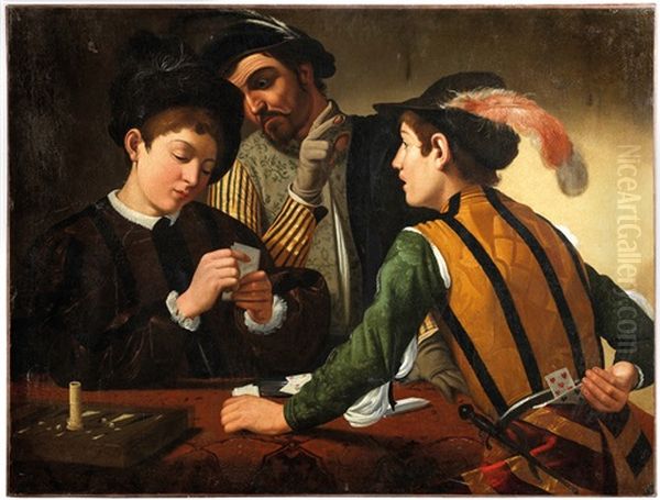 Les Tricheurs Oil Painting by Michaelangelo Merisi Da Caravaggio