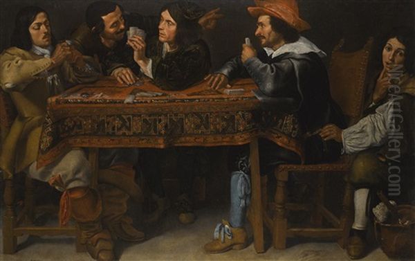 The Card Players Oil Painting by Michaelangelo Merisi Da Caravaggio