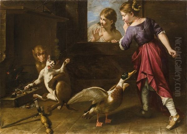 The Monkey And The Cat Oil Painting by Michaelangelo Merisi Da Caravaggio