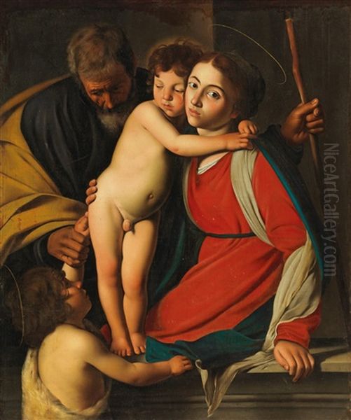 The Holy Family With The Infant Saint John The Baptist Oil Painting by Michaelangelo Merisi Da Caravaggio