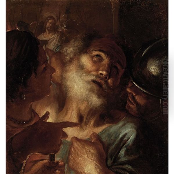The Denial Of Peter Oil Painting by Michaelangelo Merisi Da Caravaggio