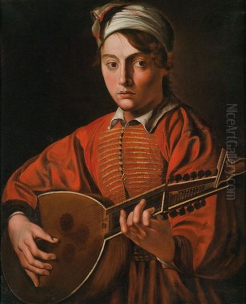 Ein Junger Mann Mit Laute Oil Painting by Michaelangelo Merisi Da Caravaggio