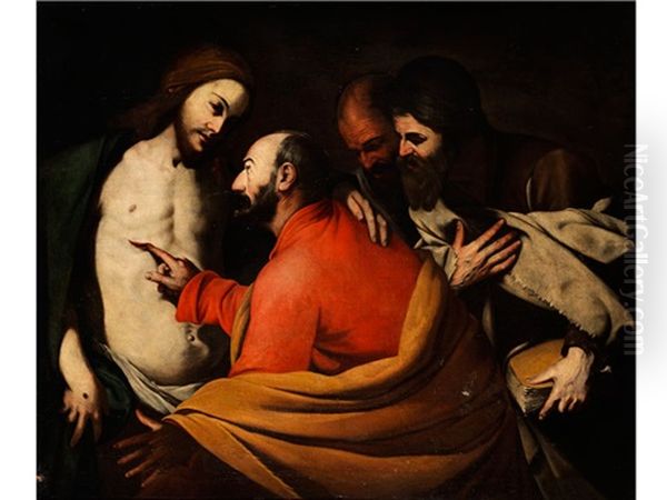 Der Unglaubige Thomas Vor Jesus Oil Painting by Michaelangelo Merisi Da Caravaggio