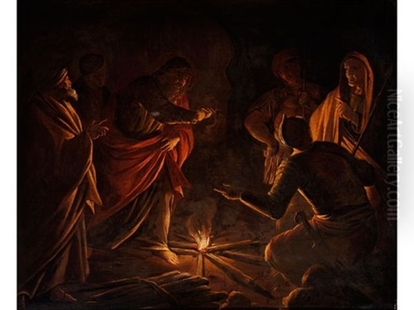 Paulus Wirft Nach Seinem Schiffbruch Die Schlange Ins Feuer Oil Painting by Michaelangelo Merisi Da Caravaggio