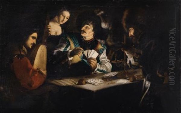 La Partie De Carte Oil Painting by Michaelangelo Merisi Da Caravaggio