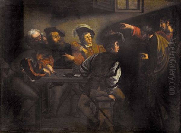 Die Berufung Des Heiligen Matthaus Oil Painting by Michaelangelo Merisi Da Caravaggio