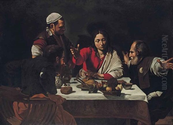 The Supper At Emmaus Oil Painting by Michaelangelo Merisi Da Caravaggio