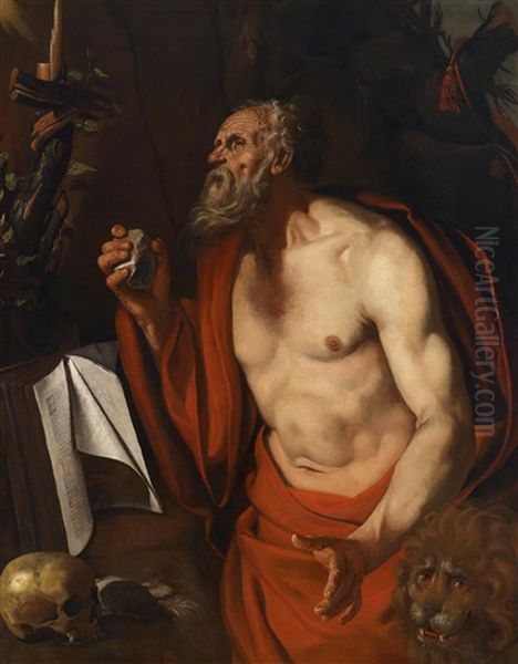 Der Busende Heilige Hieronymus Oil Painting by Michaelangelo Merisi Da Caravaggio