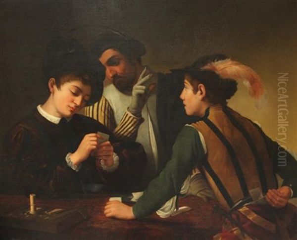 The Card Sharps Oil Painting by Michaelangelo Merisi Da Caravaggio