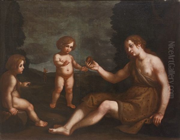 Eva Und Ihre Kinder Kain Und Abel, Im Hintergrund Adam Oil Painting by Michaelangelo Merisi Da Caravaggio