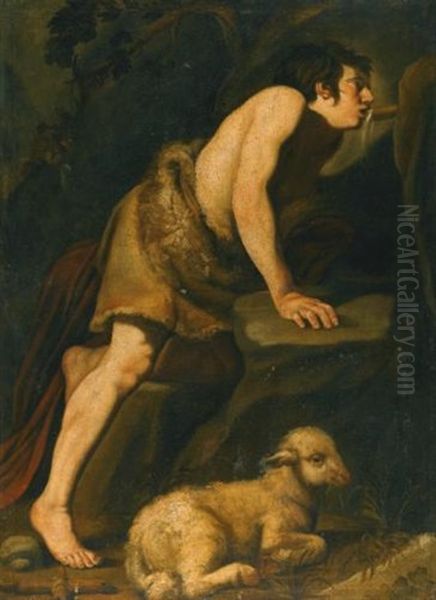 Saint John The Baptist Drinking From A Spring Oil Painting by Michaelangelo Merisi Da Caravaggio