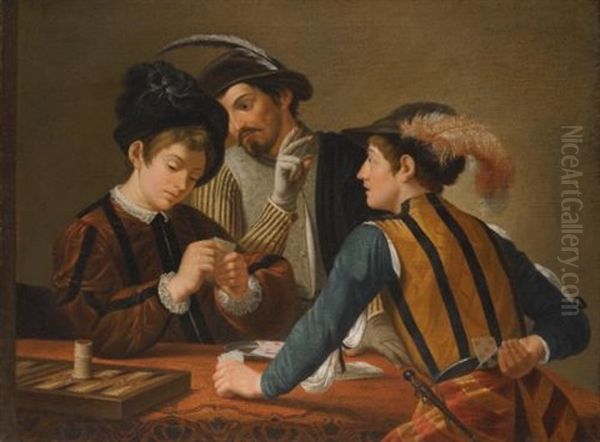 The Cardsharps Oil Painting by Michaelangelo Merisi Da Caravaggio