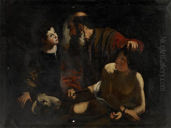 Isaks Offer Oil Painting by Michaelangelo Merisi Da Caravaggio