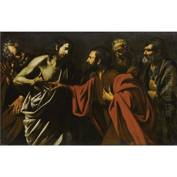 L'incredulita Di San Tommaso Oil Painting by Michaelangelo Merisi Da Caravaggio