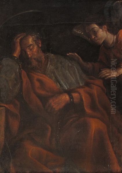 San Pietro E L'angelo Oil Painting by Michaelangelo Merisi Da Caravaggio