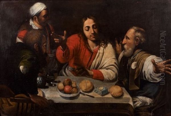 Le Repas Du Christ Oil Painting by Michaelangelo Merisi Da Caravaggio