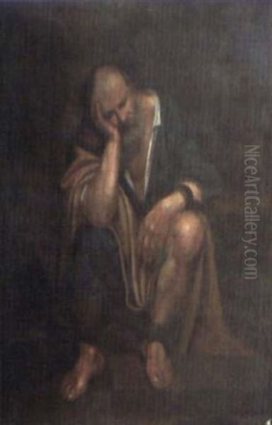 Saint Pierre En Prison Oil Painting by Michaelangelo Merisi Da Caravaggio