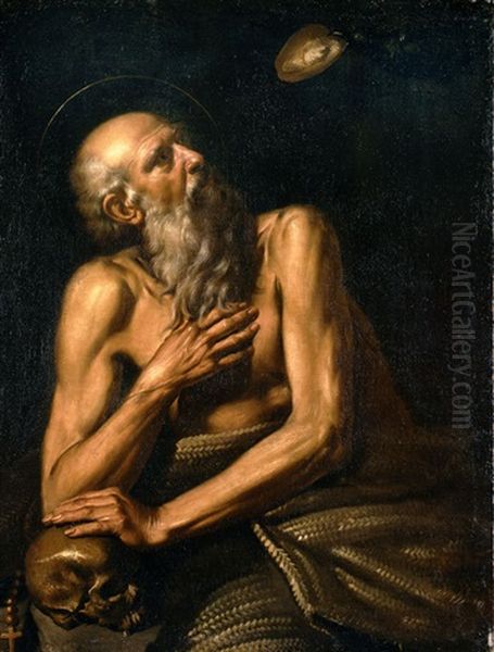 San Paolo Eremita Nutrito Dal Corvo Oil Painting by Michaelangelo Merisi Da Caravaggio