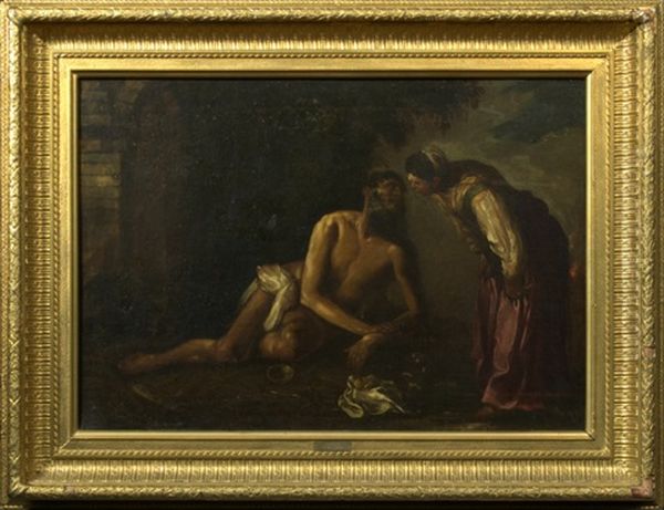 Job And His Wife Oil Painting by Michaelangelo Merisi Da Caravaggio