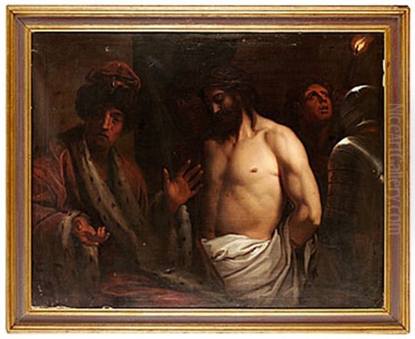 Jesus Infor Pontius Pilatus Oil Painting by Michaelangelo Merisi Da Caravaggio