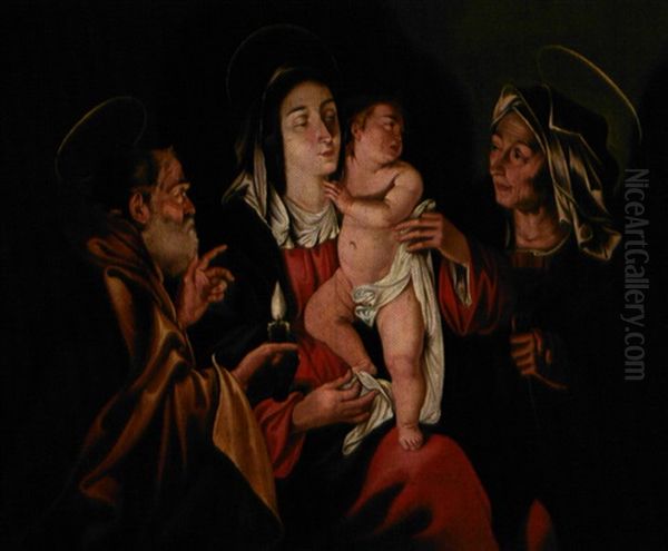 Den Hellige Familie Med Anna Oil Painting by Michaelangelo Merisi Da Caravaggio