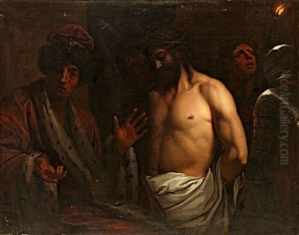 Jesus Infor Pontius Pilatus Oil Painting by Michaelangelo Merisi Da Caravaggio