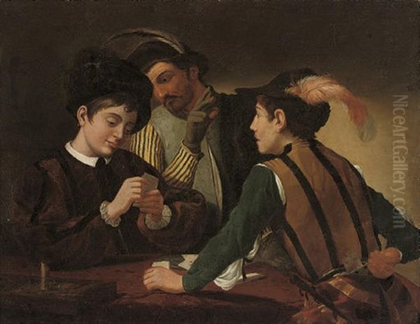 The Cardsharps Oil Painting by Michaelangelo Merisi Da Caravaggio