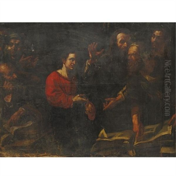 Jesus In The Temple Oil Painting by Michaelangelo Merisi Da Caravaggio