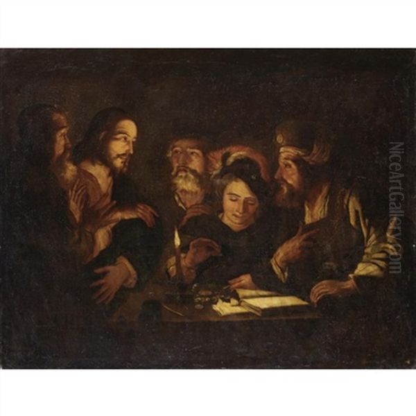 La Vocazione Di Matteo Oil Painting by Michaelangelo Merisi Da Caravaggio