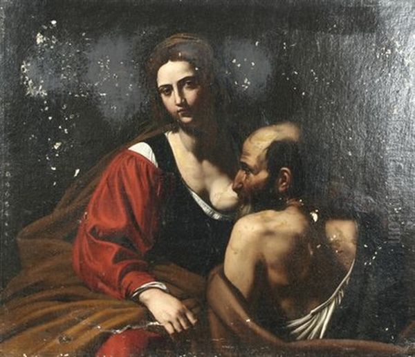 Caritas Romana Oil Painting by Michaelangelo Merisi Da Caravaggio