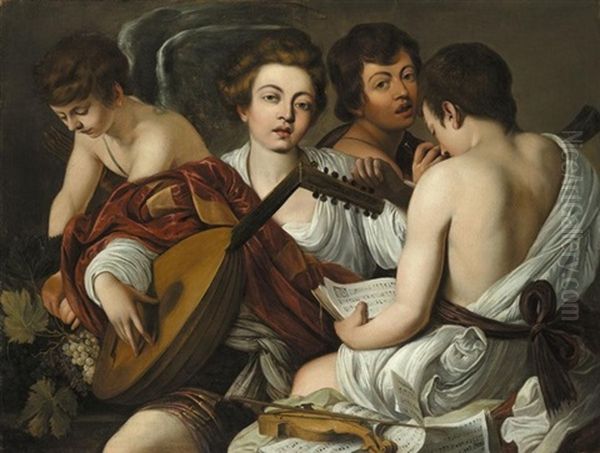 The Musical Party Oil Painting by Michaelangelo Merisi Da Caravaggio