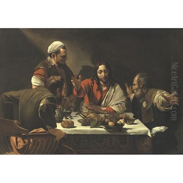 The Supper At Emmaus Oil Painting by Michaelangelo Merisi Da Caravaggio