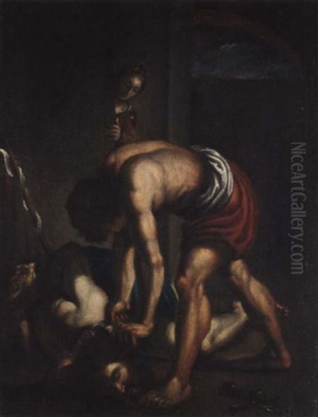 Die Enthauptung Des Heilige Johannes Oil Painting by Michaelangelo Merisi Da Caravaggio