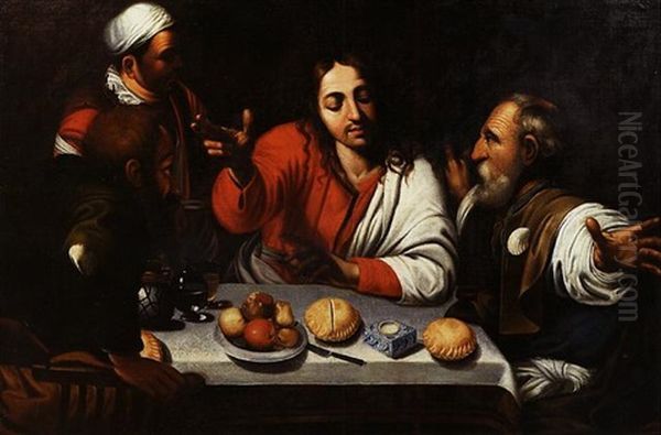 Le Repas Du Christ Avec Les Pelerins D'emmaus Oil Painting by Michaelangelo Merisi Da Caravaggio
