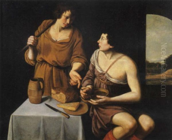 Esau Vende La Primogenitura A Giacobbe Oil Painting by Michaelangelo Merisi Da Caravaggio