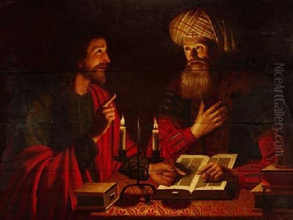 Christus Im Disput Mit Einem Schriftgelehrten Oil Painting by Michaelangelo Merisi Da Caravaggio