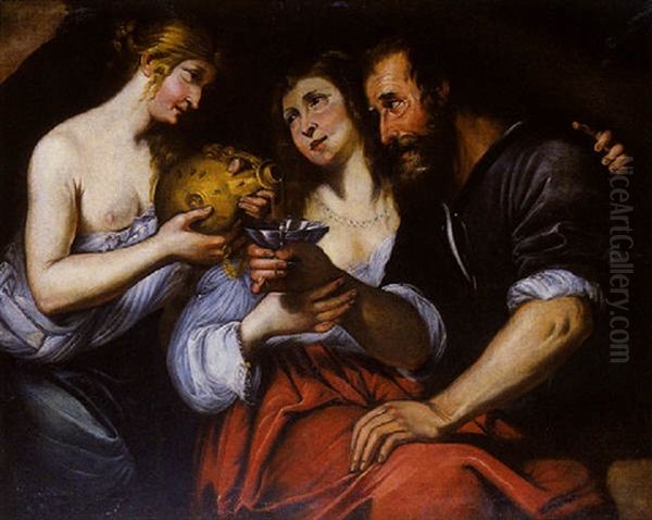 Loth Et Ses Filles Oil Painting by Michaelangelo Merisi Da Caravaggio