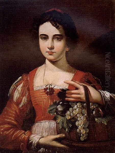 A Young Woman Holding A Basket Of Fruit Oil Painting by Michaelangelo Merisi Da Caravaggio