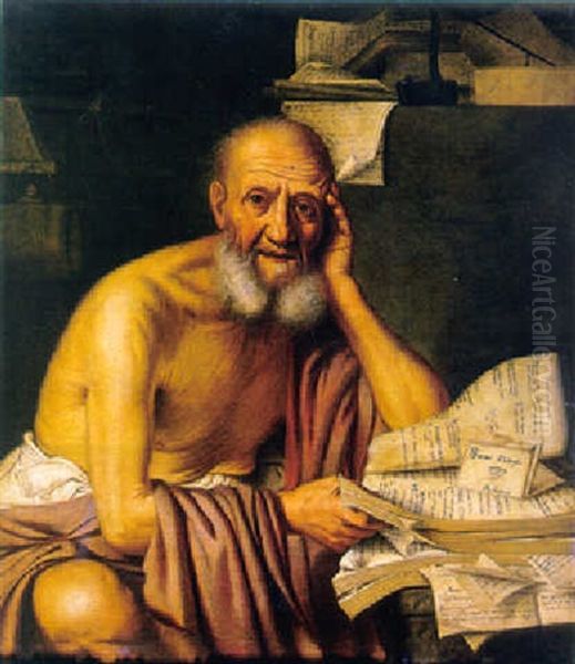 Socrates Oil Painting by Michaelangelo Merisi Da Caravaggio