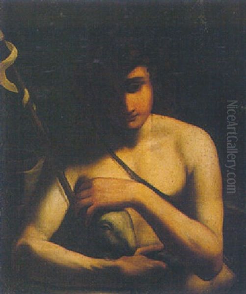 Saint John The Baptiste With The Lamb Oil Painting by Michaelangelo Merisi Da Caravaggio