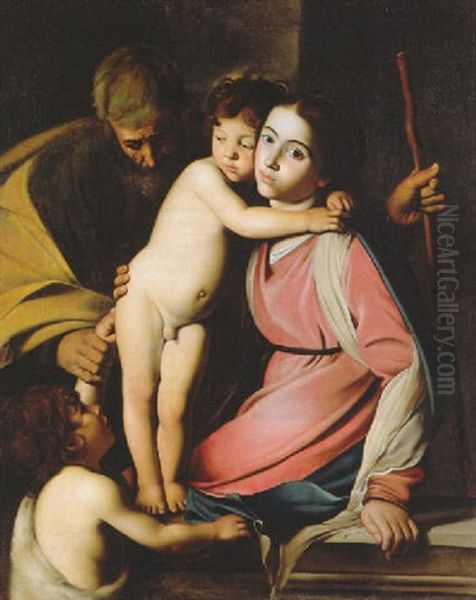 The Holy Family With The Infant Saint John The Baptist Oil Painting by Michaelangelo Merisi Da Caravaggio