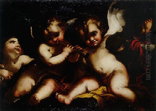 Putti Musiciens Oil Painting by Michaelangelo Merisi Da Caravaggio