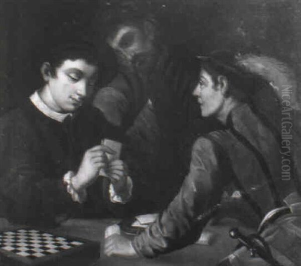 The Card Players Oil Painting by Michaelangelo Merisi Da Caravaggio