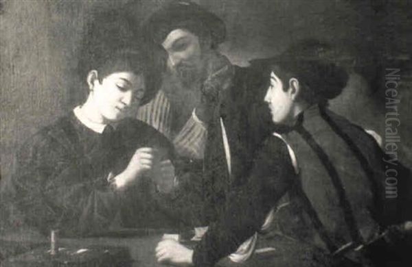 Les Tricheurs Oil Painting by Michaelangelo Merisi Da Caravaggio